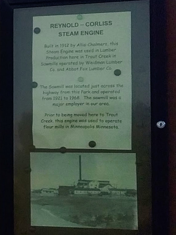 Historical plaque describing Reynold-Corliss steam engine.